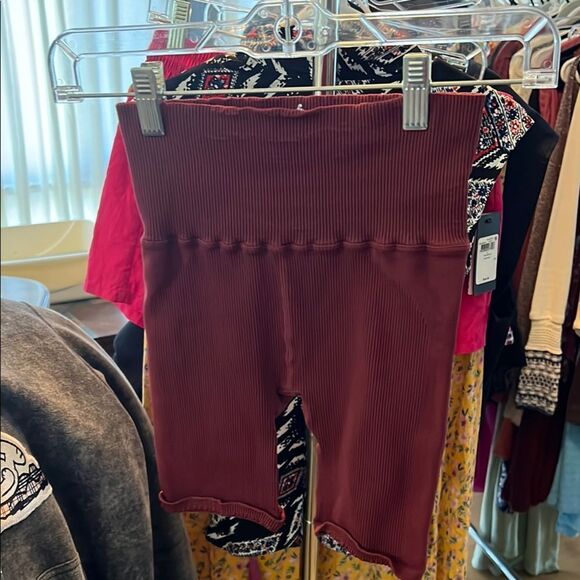 Free People Brown Seamless High-Waisted Shorts - Picture 1 of 5